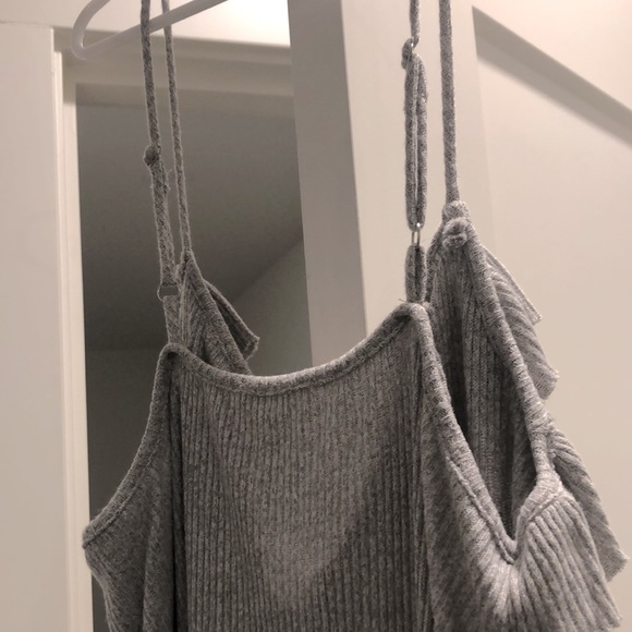 NEW [Anthropologie] Maronie Grey Ribbed Adjustable Spaghetti Strap Dress Size M - Picture 7 of 10